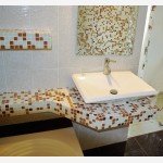 Νιπτήρας ελεύθερος
Πάγκος επενδυμένος με ψηφίδα και ράφια